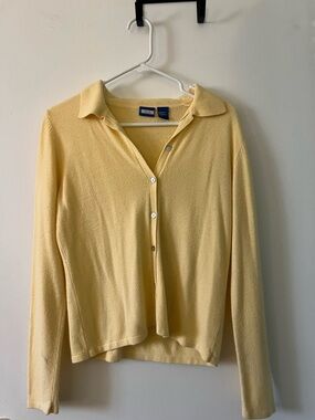 Falls Creek Pale Yellow Button-Front Collared Women's Shirt